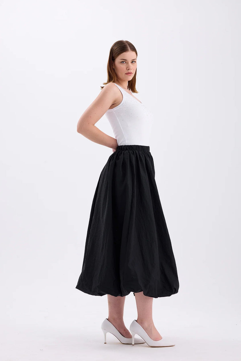 Long Balloon Skirt Black - Lebbse