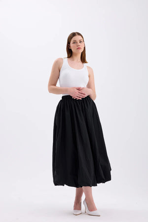 Long Balloon Skirt Black - Lebbse