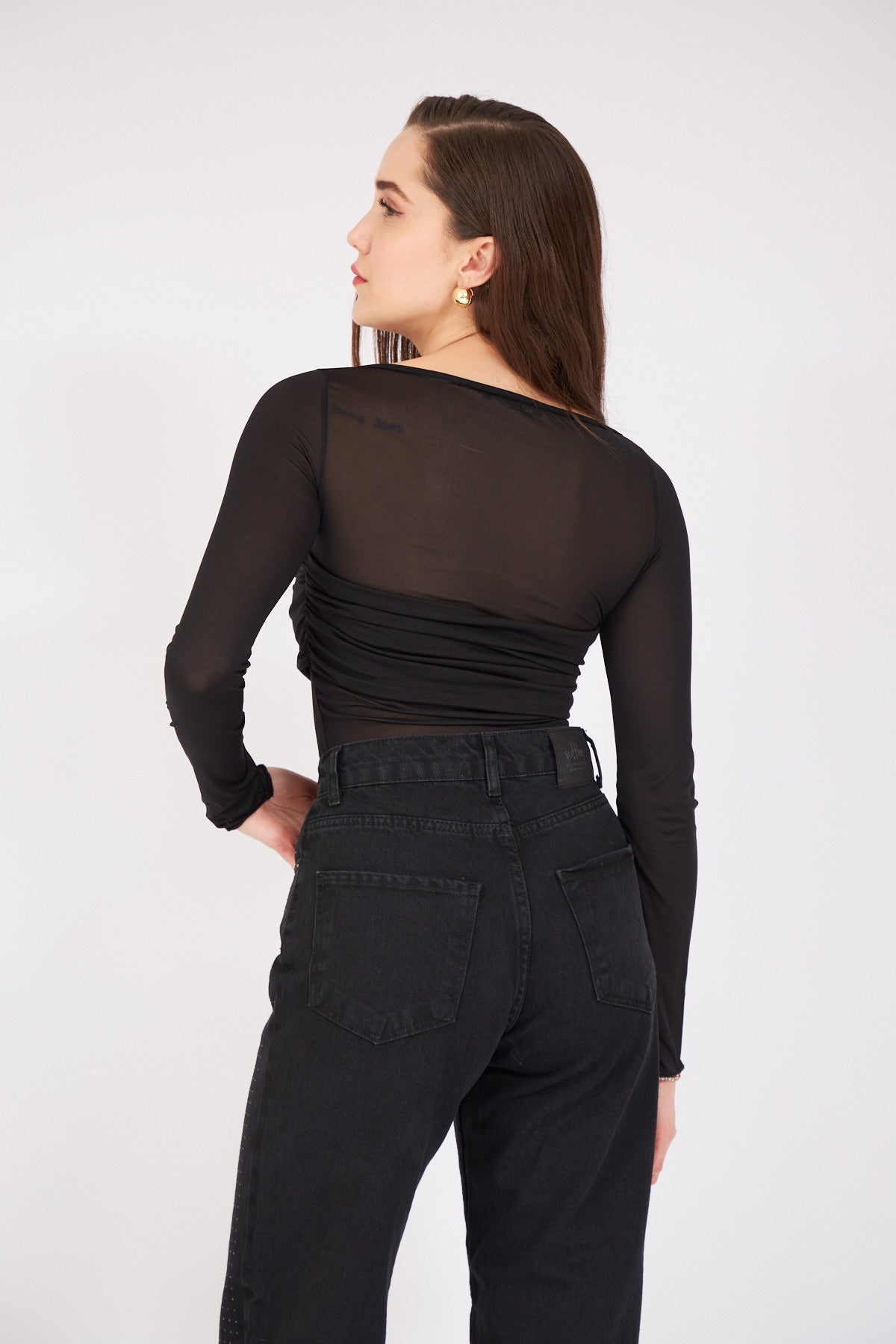 Long Sleeve Blouse Black - Lebbse