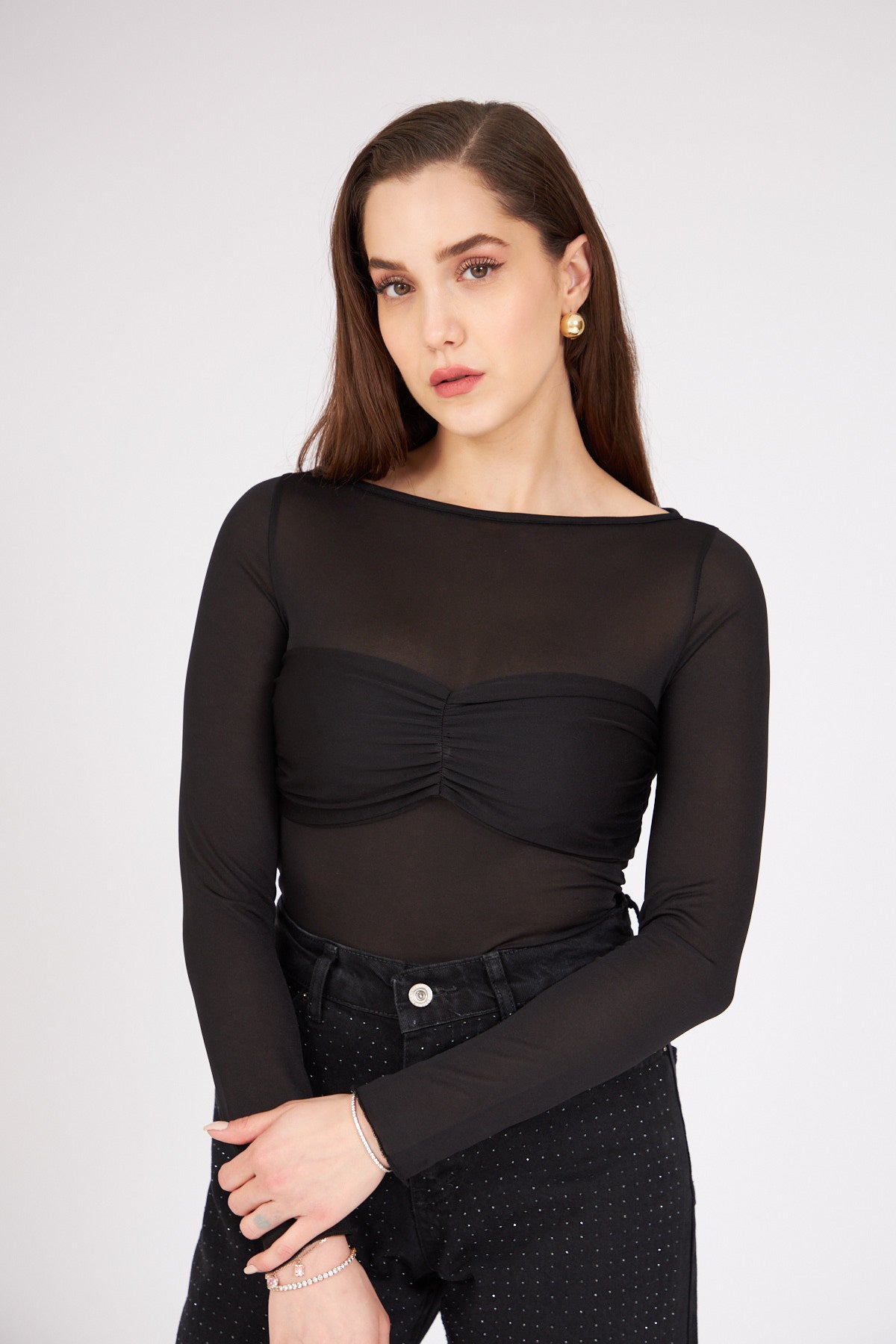 Long Sleeve Blouse Black - Lebbse