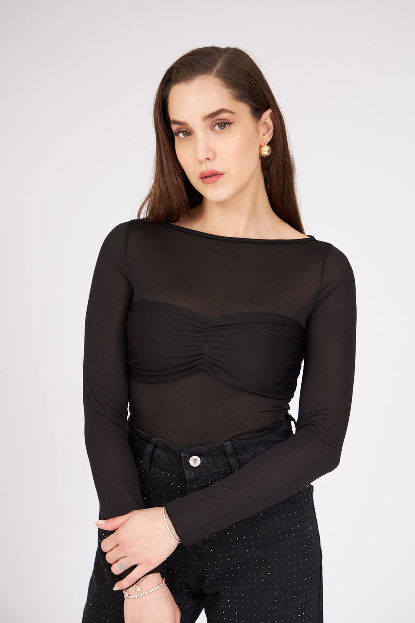 Long Sleeve Blouse Black - Lebbse