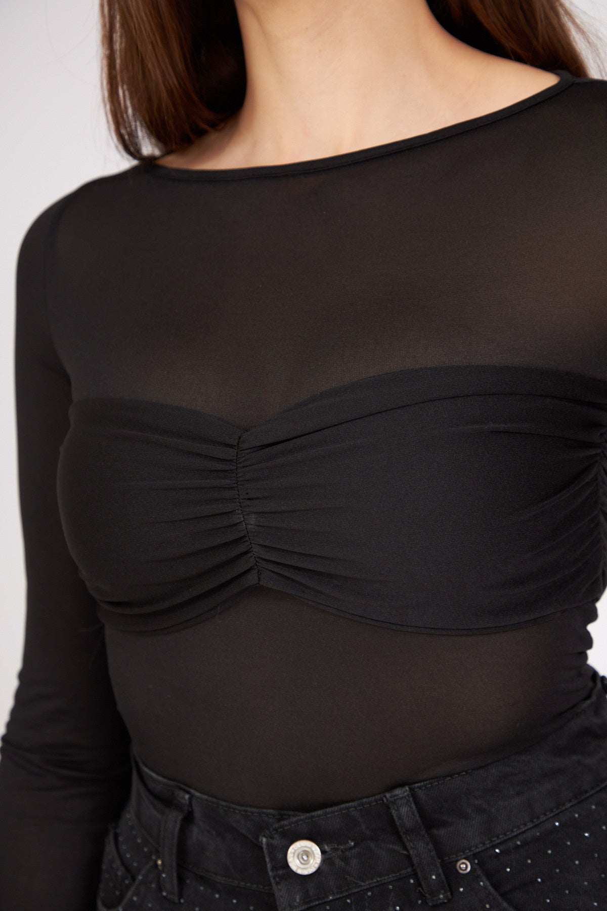 Long Sleeve Blouse Black - Lebbse