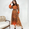 Long Sleeve Chiffon Dress Orange - Lebbse