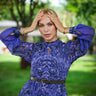 Long Sleeve Chiffon Dress Purple - Lebbse