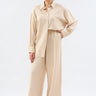 Loose Cut Trousers Shirt Set - BEIGE - Lebbse
