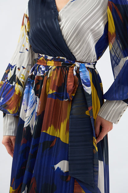Lurex Silk Chiffon Dress Patterned - Lebbse