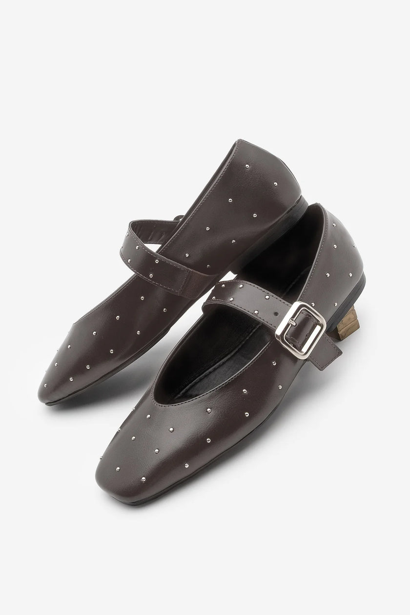 Women's Studded Ballerina Velona - Brown