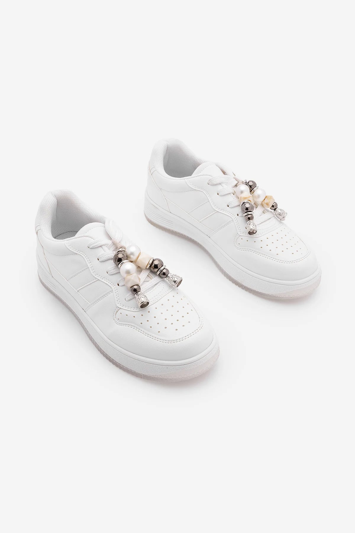TIVALI White Beaded Buckle Detail Women’s Sneakers | FOOTWEAR | Sneakers | Lebbse TIVALI White Beaded Buckle Detail Women’s Sneakers | FOOTWEAR | Sneakers | Lebbse