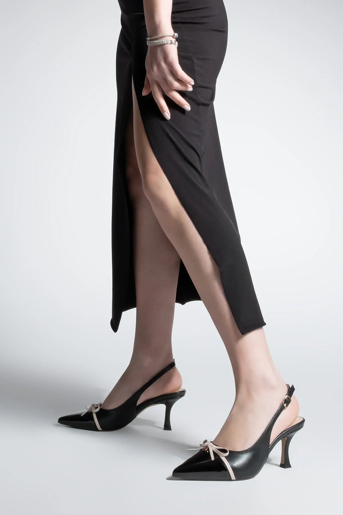 Women's Stiletto Bow Heeled Shoes Norvez - Black