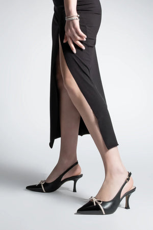 Women's Stiletto Bow Heeled Shoes Norvez - Black