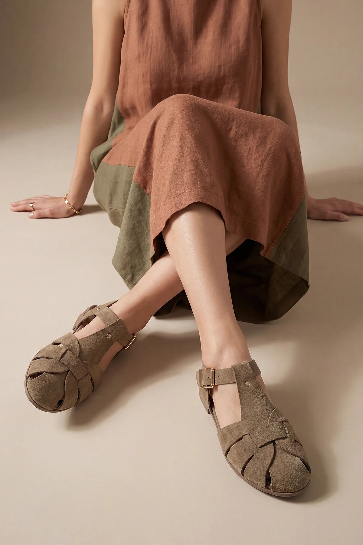 YENZAR Earth Suede Genuine Leather Closed-Toe Women’s Sandals