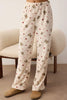 Offwhite Teddy Bear and Heart Patterned Winter Fleece Knit Pajama Set