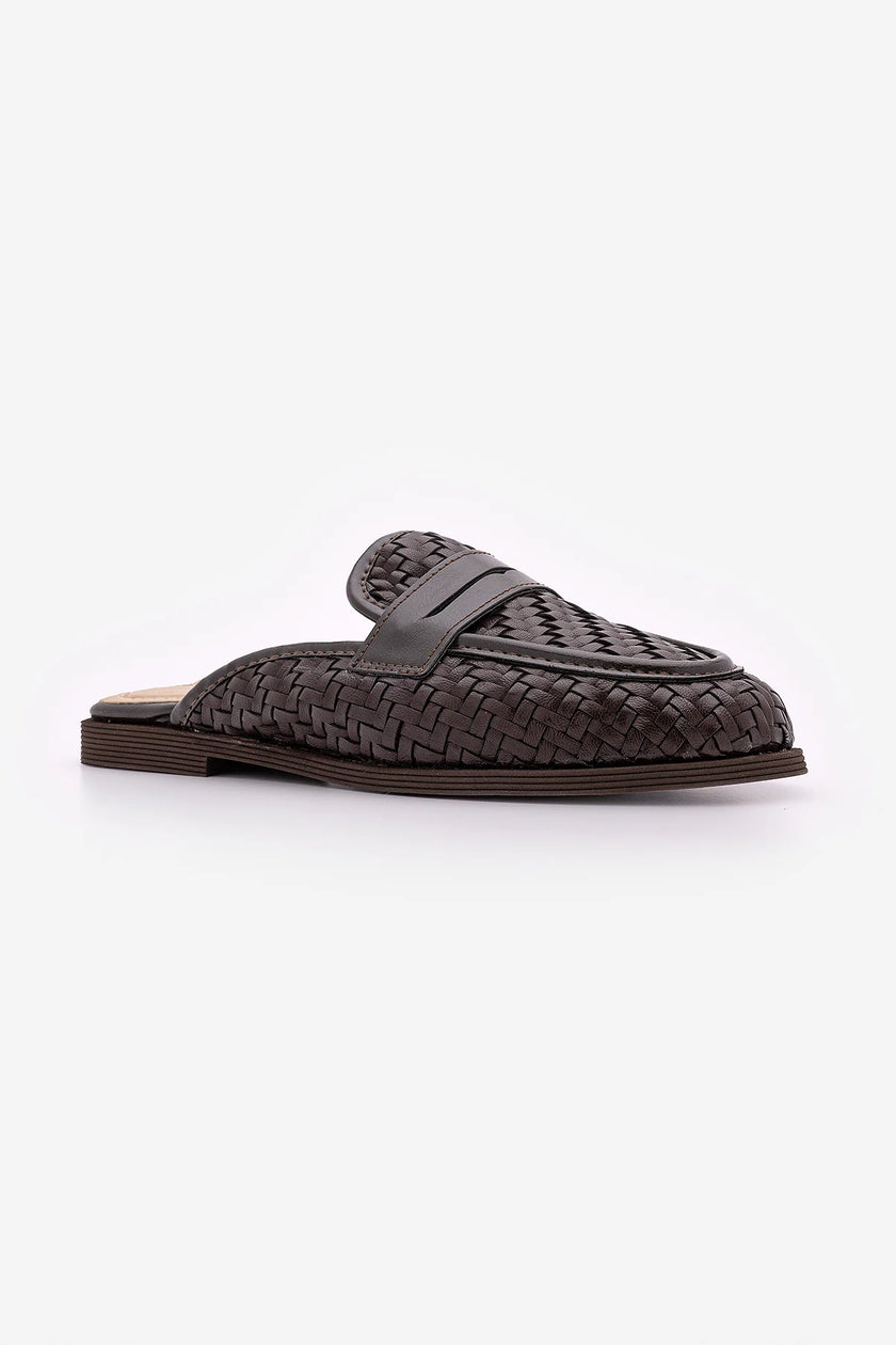 TOLSEN Brown Woven Pattern Women’s Closed-Toe Daily Slippers
