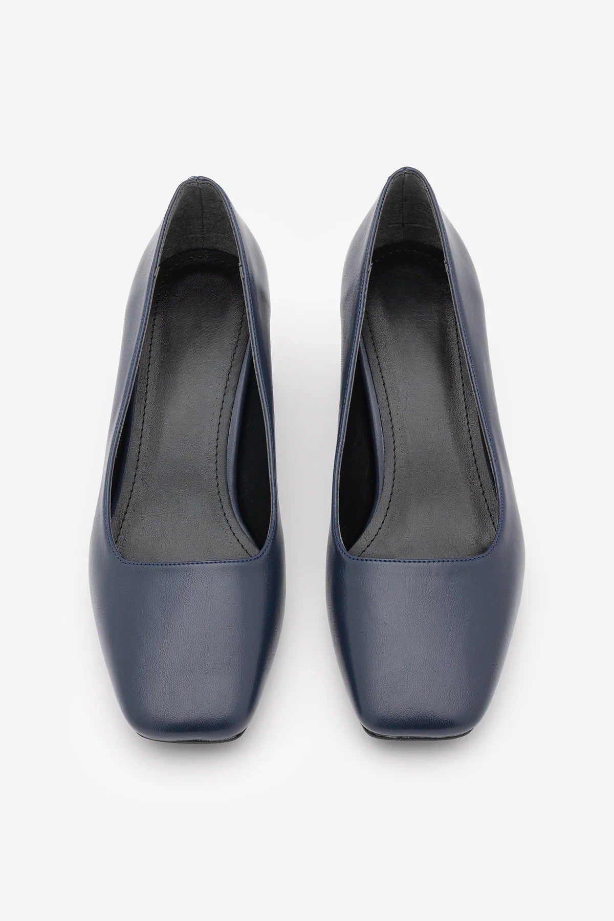 ZEYLOR Navy Blue Women's Square-Toe Chunky-Heel Shoes – 5 cm