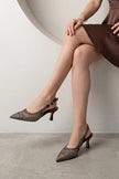 ONVELA Coffee Woven Mesh Pointed Toe Women’s Stiletto Heels
