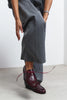 Rebel Burgundy Crocodile-Texture Genuine Leather Lace-Up Flat Women's Loafers