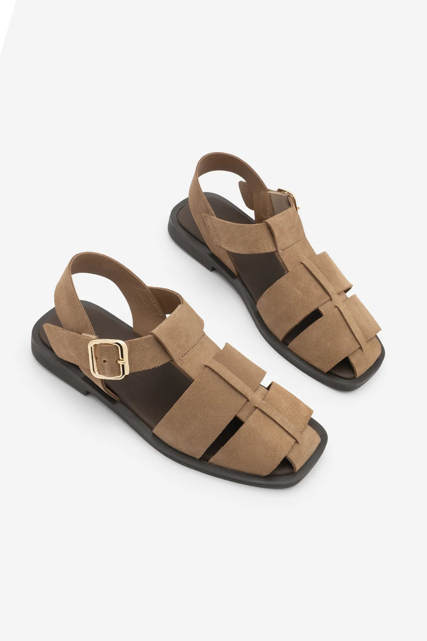 RONIMA Camel Suede Genuine Leather Strappy Women’s Sandals