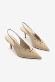 AGIRA Beige Suede Buckle Detail Pointed Toe Women’s Stiletto Heels