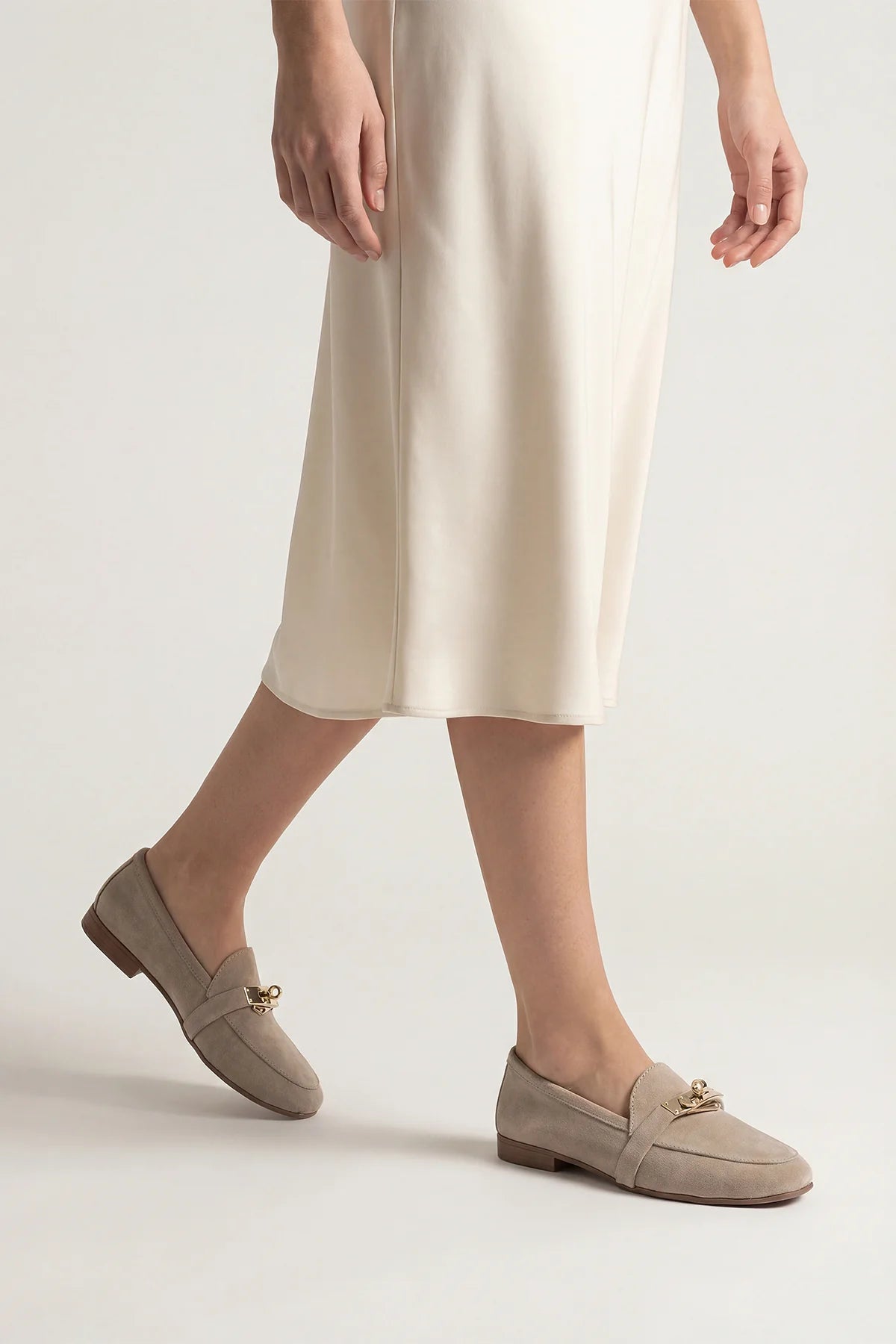 Women's Loafer Genuine Leather Buckle Casual Shoe Nador - Beige Suede | FOOTWEAR | Loafers | Lebbse Women's Loafer Genuine Leather Buckle Casual Shoe Nador - Beige Suede | FOOTWEAR | Loafers | Lebbse