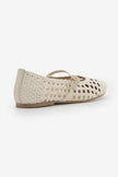 OLISA Offwhite Hand-Knitted Mary Jane Strap Women’s Ballet Flats