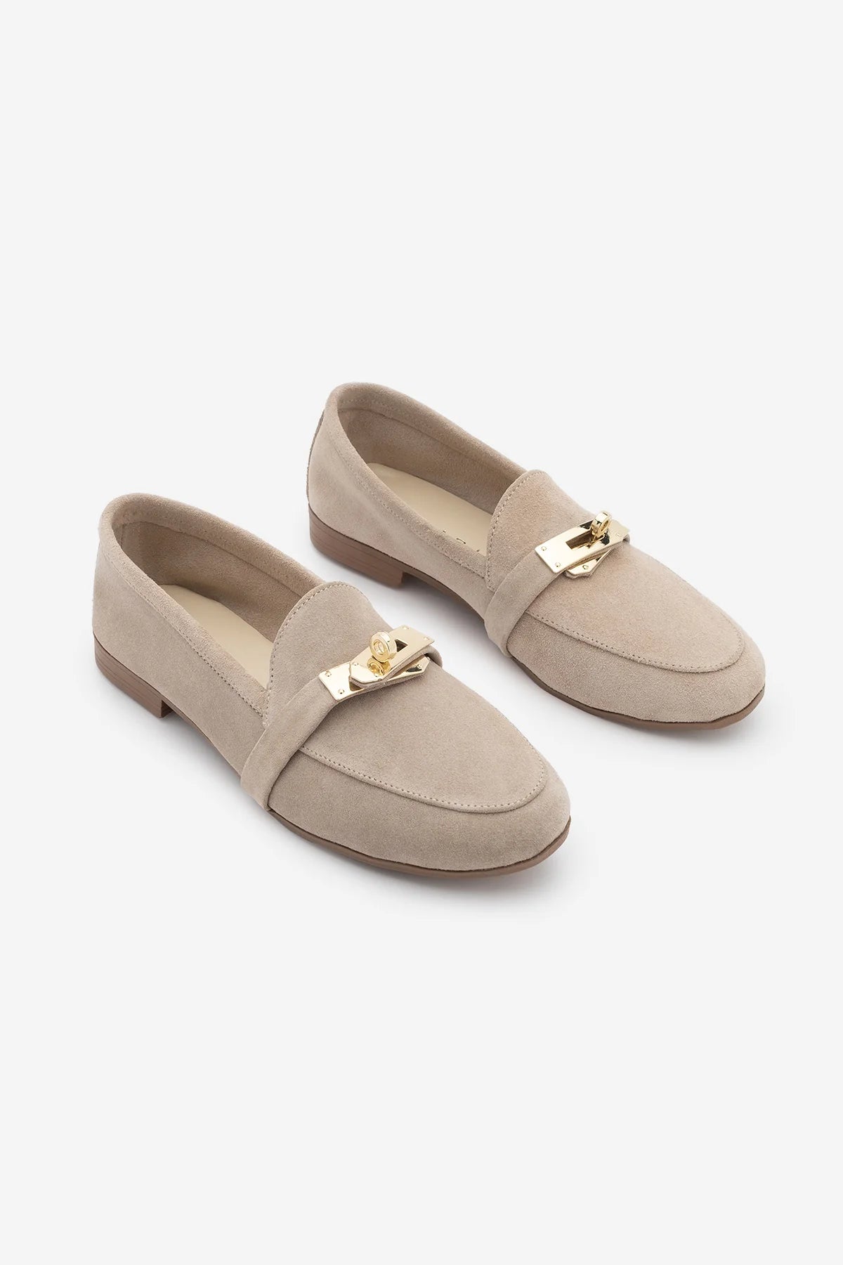 Women's Loafer Genuine Leather Buckle Casual Shoe Nador - Beige Suede | FOOTWEAR | Loafers | Lebbse Women's Loafer Genuine Leather Buckle Casual Shoe Nador - Beige Suede | FOOTWEAR | Loafers | Lebbse