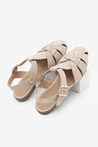YENZAR Beige Suede Genuine Leather Closed-Toe Women’s Sandals