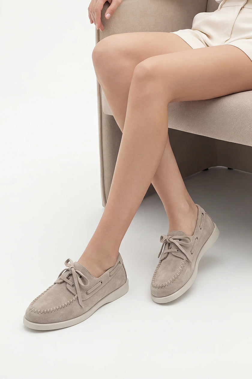 Mistor Beige Suede Women’s Genuine Leather Loafer Casual Shoes