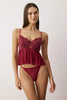 Cherry Tulle Lace Detailed Unlined Knitted Lingerie Set