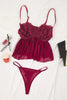 Cherry Tulle Lace Detailed Unlined Knitted Lingerie Set