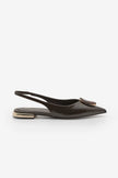VILSA Coffee Pointed Toe Buckle Detail Women’s Ballet Flats