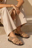 RONIMA Camel Suede Genuine Leather Strappy Women’s Sandals