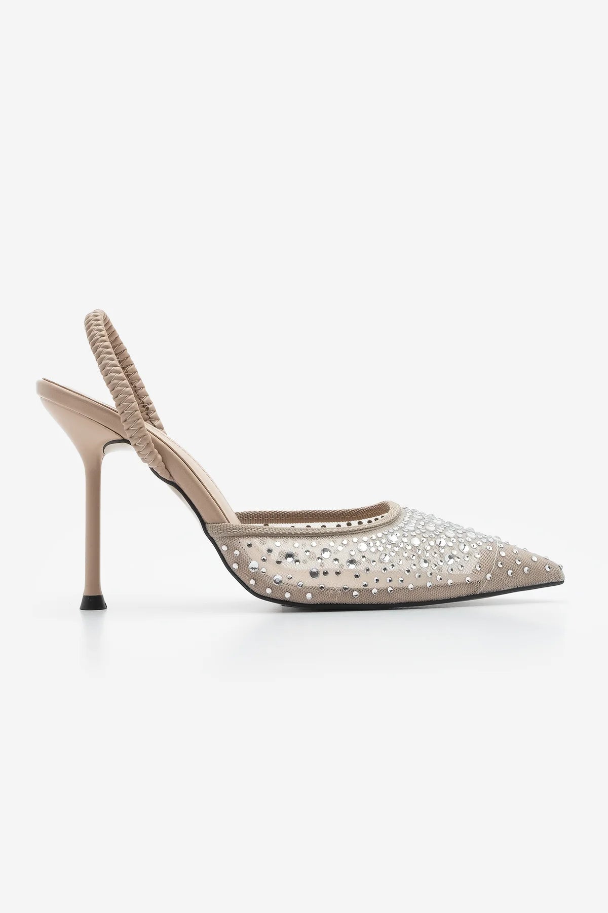 Women Stiletto Stoned Heeled Shoes Margi - Beige