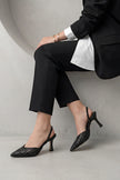 ARFES Black Woven Elastic Pointed Toe Women’s Stiletto Heels