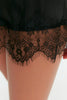 Black Satin Lace Rope Strap Knitted Babydoll