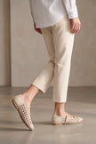 OLISA Beige Hand-Knitted Mary Jane Strap Women’s Ballet Flats