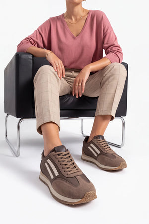 Liyante – Taupe Suede Women’s Lace-Up Sneakers