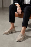 GINAR Beige Suede Genuine Leather Women’s Loafer Casual Shoes
