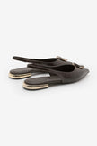 VILSA Coffee Pointed Toe Buckle Detail Women’s Ballet Flats