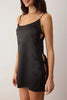 Black Satin-Woven Nightgown with Lace and Back Detail