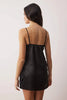 Black Satin-Woven Nightgown with Lace and Back Detail