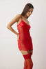 Red Tulle Garter Plain Uncovered Babydoll