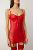 Red Tulle Garter Plain Uncovered Babydoll