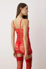 Red Tulle Garter Plain Uncovered Babydoll