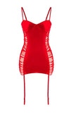 Red Tulle Garter Plain Uncovered Babydoll
