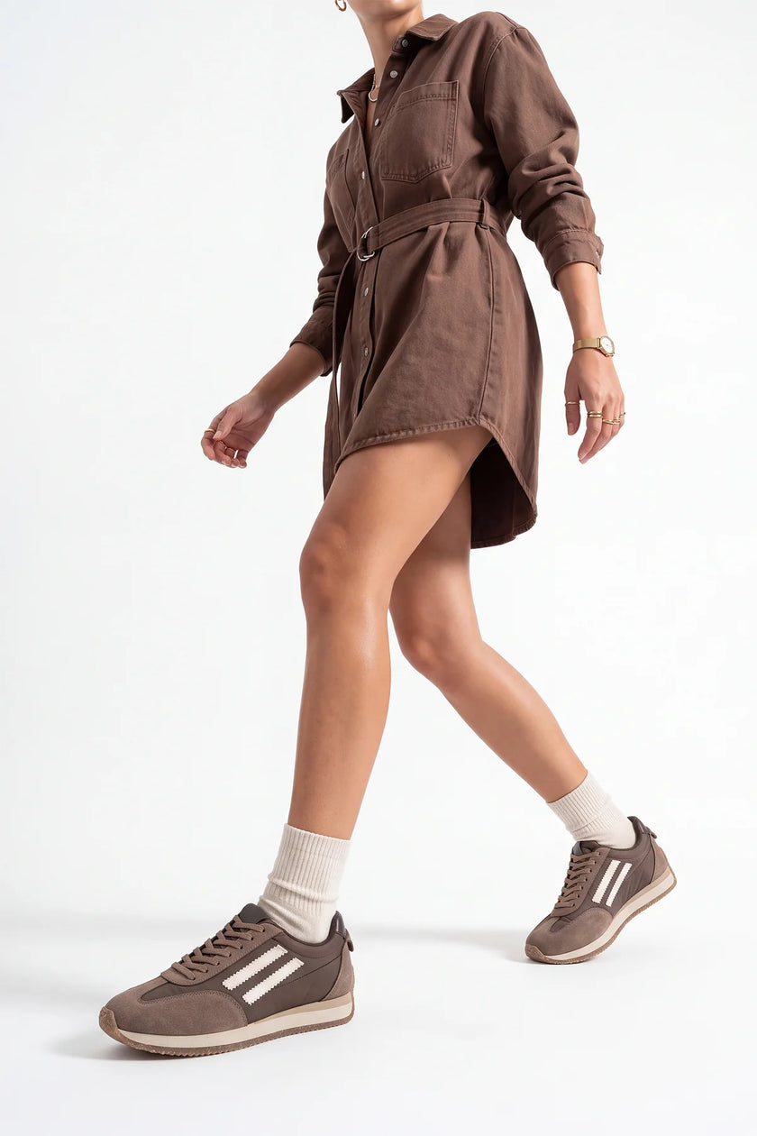 Liyante – Taupe Suede Women’s Lace-Up Sneakers