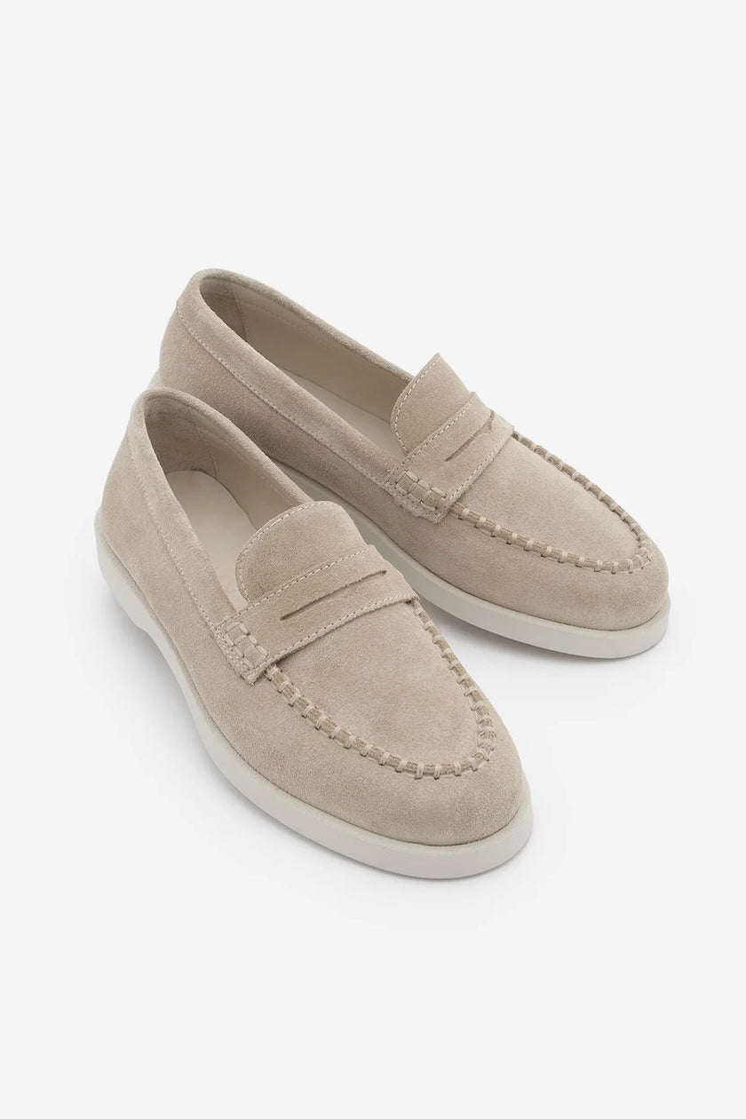 GINAR Beige Suede Genuine Leather Women’s Loafer Casual Shoes