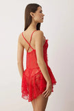 Red Lace Pantyhose/Fantasy Nightgown with Window/Cut-Out Detail