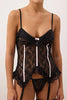 Black Garter Belted Lace Babydoll/Fantasy Nightgown with Ruffled Panties and Open Backs