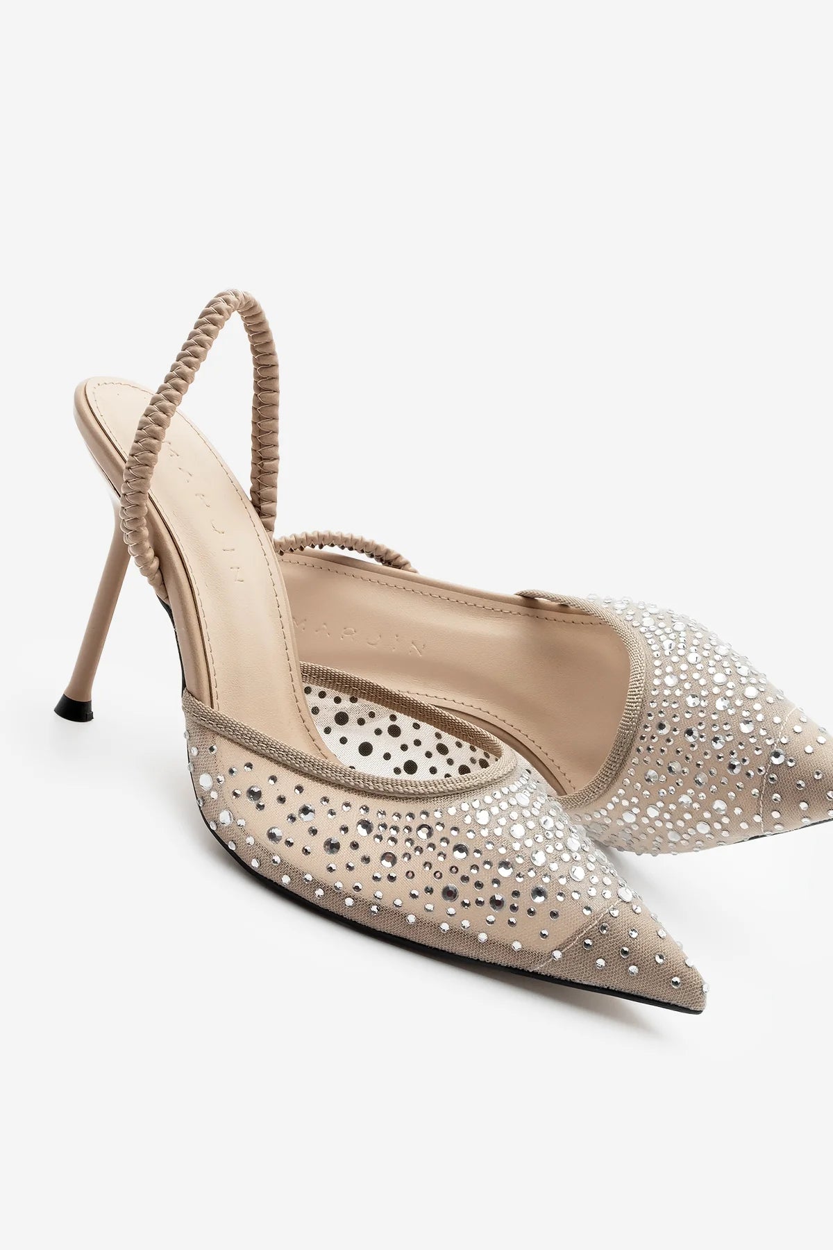 Women Stiletto Stoned Heeled Shoes Margi - Beige