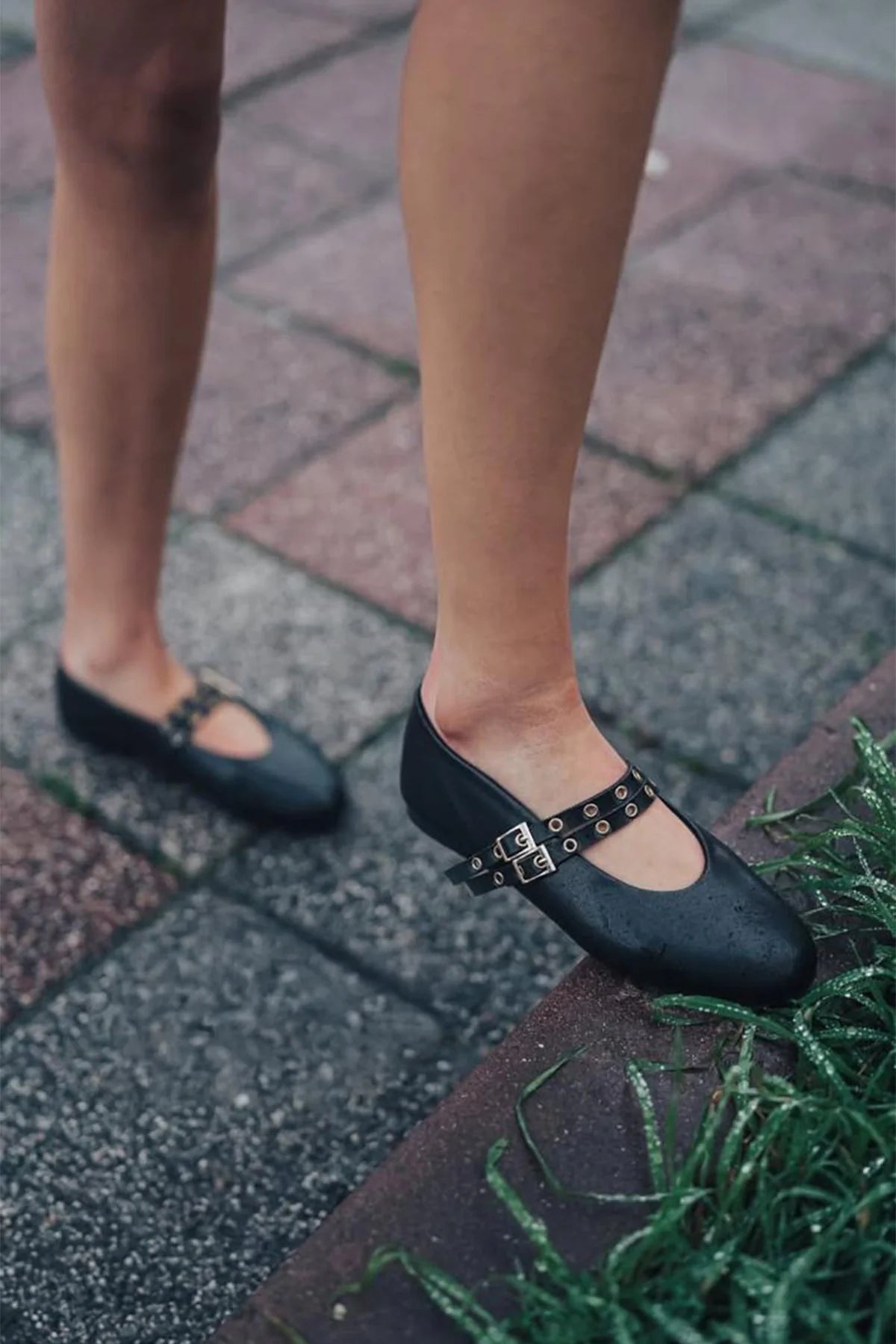 Bekosa Black Women’s Double Strap Ballet Flats